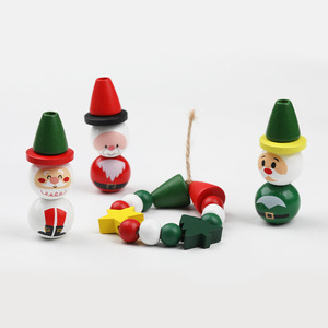 Ensemble de perles en bois de Noël, 225 pièces avec corde en chanvre pour décorations DIY et décorations d'arbre - Product Image 3