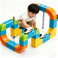 Circuit de train électrique en plastique ABS, piste de course flexible magique avec blocs anti-gravité, jouet éducatif et sûr STEM