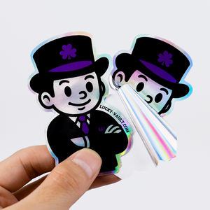 Autocollants en vinyle holographiques personnalisés résistants aux UV, autocollants en vinyle holographiques 3D découpés au laser, <span class=keywords><strong>couleur</strong></span> arc-en-ciel argentée, imperméables - Product Image 3