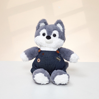 Jouets en peluche Kawaii avec vêtements, adorables peluches panda, renard, chien, éléphant, cochon, poupées de dessin animé habillées, jouets doux avec logo
