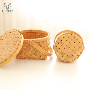 <span class=keywords><strong>El</strong></span> más nuevo diseño de fábrica nuevo estilo de madera tejido de cesta con mango y tapa - Product Image 3