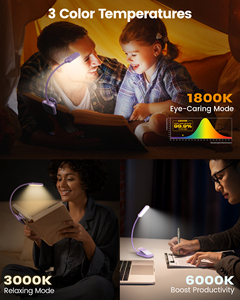 Glocusent Nouvelle <span class=keywords><strong>Lampe</strong></span> <span class=keywords><strong>de</strong></span> <span class=keywords><strong>Lecture</strong></span> Portable Rechargeable à Clipser, 3 Couleurs, Contrôle Sans Fil, Gradation Continue, USB-C, Longue Durée - Product Image 4