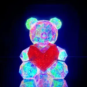 Dekorasi ulang tahun beruang Teddy, lampu LED hadiah Hari Valentine 2024