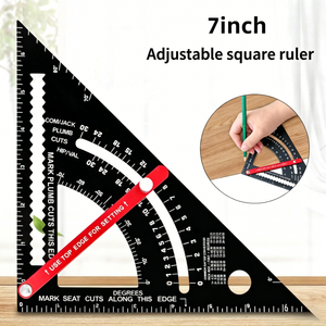 <span class=keywords><strong>Équerre</strong></span> de charpentier <span class=keywords><strong>réglable</strong></span> de 7 pouces en alliage d'aluminium, <span class=keywords><strong>équerre</strong></span> d'angle <span class=keywords><strong>réglable</strong></span>, règle de marquage et de mesure pour charpentier, outils de menuiserie - Product Image 1