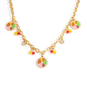Fruit Pattern Zinc Alloy <b>Necklace</b> 18K Gold Color Clavicle Chain Party Jewelry <b>Pineapple</b> Watermelon Design - Product Image 5