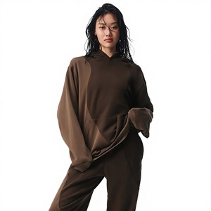 <b>Oversized</b> <b>Hoodie</b> Drop Shoulder Solid Color Cotton Pullover Hoodies With Pockets Asymmetric Design Autumn Wear Hoodies - Product Image 1