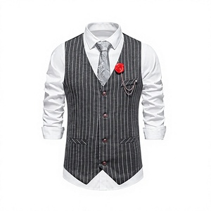 Gilet de <span class=keywords><strong>costume</strong></span> formel en polyester à rayures fines pour <span class=keywords><strong>homme</strong></span>, style années <span class=keywords><strong>20</strong></span>, avec broche chaîne rose, pour <span class=keywords><strong>costume</strong></span> de soirée ou de cérémonie - Product Image 1