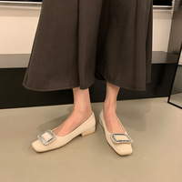 A1001-9 femmes pompes été violet fantaisie boucle carrée talon bas bout carré chaussures de travail pieds larges grande taille noir talon épais