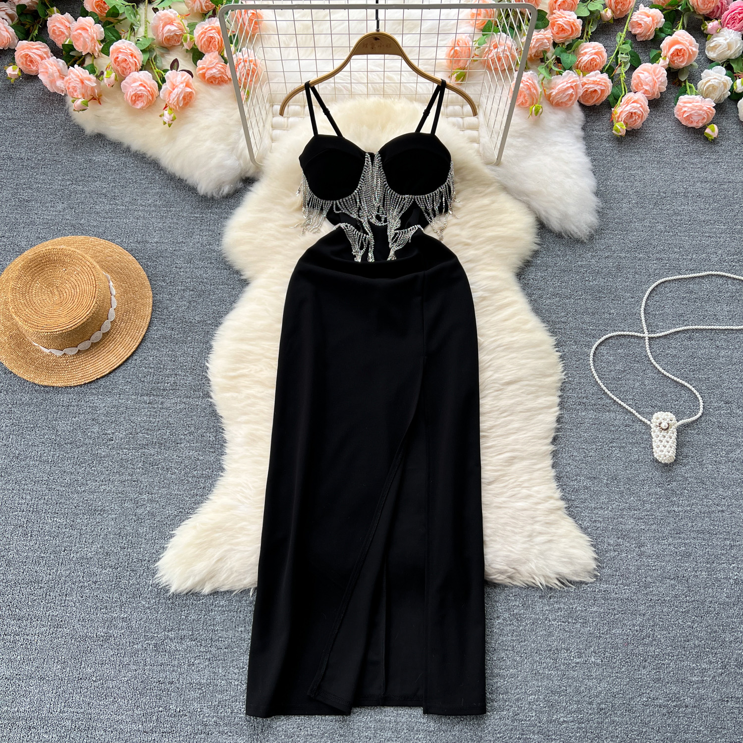 white christmas dresses Casual Allure Strapless High Slit Midi Dress main image 0