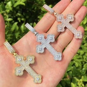 Collier pendentif Hop <span class=keywords><strong>Cloud</strong></span> Cross plaqué or avec zircon incrusté, tendance européenne et américaine - Product Image 3