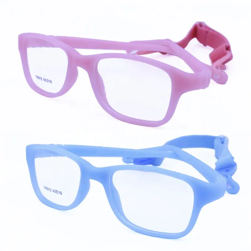 Chuter les ventes haute environnementaux classiques TR90 carré flexible sans charnière temple avec sangle élastique durable lunettes optiques pour enfants