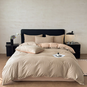 Ensemble de literie en jacquard mosaïque, <span class=keywords><strong>housse</strong></span> de <span class=keywords><strong>couette</strong></span> réversible bicolore de luxe, linge de lit de qualité hôtelière gris neutre - Product Image 6