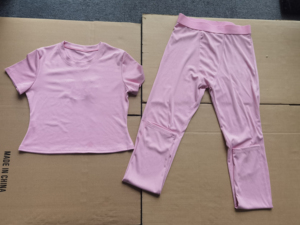 Siap kirim produk hot pink ribbed O-neck lengan pendek t-shirt dan legging 2 buah pakaian lounge set pakaian wanita - Product Image 4