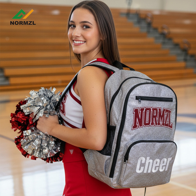 Sparkling Cheer Backpack and Waist Bag with Logo Around Rhinestones, Custom Any Zipper Colors for Cheerleading Clubs