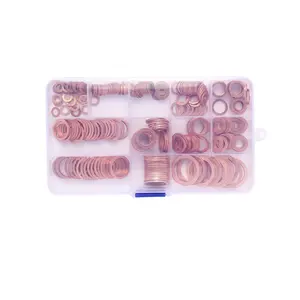 Kit de arruelas de cobre injetor, 200 peças, arruelas para anel plano, kit de vedação caixa com sortimento para tampões de camarão