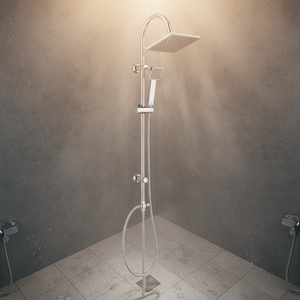 Ensemble de douche mural contemporain en acier inoxydable chromé avec installation facile, design contemporain et moderne - Product Image 2
