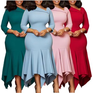 Abito Formale <span class=keywords><strong>da</strong></span> <span class=keywords><strong>Donna</strong></span> <span class=keywords><strong>Taglie</strong></span> <span class=keywords><strong>Forti</strong></span>, Elegante e Casual con Colletto, per Ufficio, Autunno e Inverno - Product Image 4