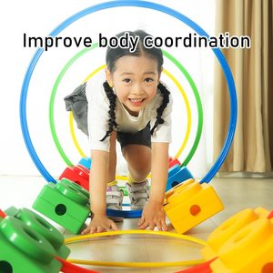 Berçário infantil, obstáculo, equilíbrio de treinamento de curso e coordenação, jogo de saltos, combo, argolas de agilidade plásticas duráveis, equipamentos sensorial - Product Image 4