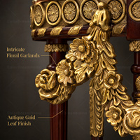Console de luxe royale française en marbre sculpté, bois massif, doré à la française, néoclassique pour hall de villa