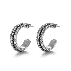 C Shaped <b>Titanium</b> Steel Huggie Earrings Retro Geometric <b>Studs</b> For Women CF135 - Product Image 1