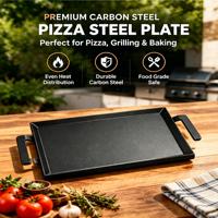 Plateau à pizza en acier au carbone 4 mm rectangulaire avec poignées pour restaurant, boulangerie et fournitures de traiteur