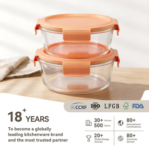 Ensemble de conteneurs alimentaires en verre, 860ml, 5 pièces, avec couvercles hermétiques sans BPA + 3 couvercles en Silicone pour conserver la nourriture en verre - Product Image 2