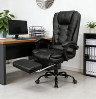 Chaise de bureau exécutive haut de gamme en cuir, ergonomique, avec repose-pieds, chaise d'ordinateur en cuir PU pour dirigeant