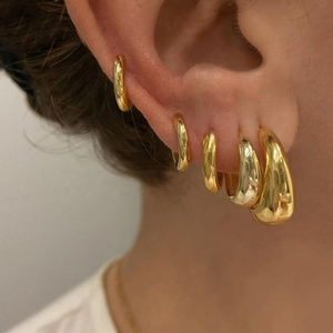 Pendientes de Moda con Diseño Geométrico de Gota de Agua, Pendientes con Forma de C - Product Image 1