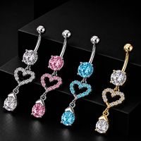 Piercing de nombril multicouche tendance en forme de cœur, design goutte d'eau, zircon, bijoux de corps style danse du ventre