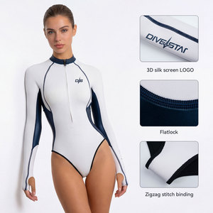 Combinaison de plongée et de surf DIVESTAR pour <span class=keywords><strong>femme</strong></span>, super élastique, néoprène CR 2 mm, fermeture éclair avant, manches longues - Product Image 4
