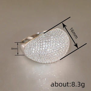 Anello da Cocktail da Donna T0930 con Sfera Micro-Pavé di Strass e Pietra Rotonda, Anelli alla Moda per Feste - Product Image 5