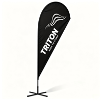 Drapeau plume personnalisé de 2,8 m avec logo, base en croix et sac d'eau pour la promotion commerciale en extérieur