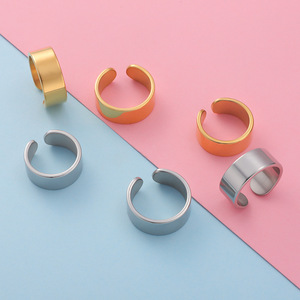 Wholesale Mirror Stainless Steel C Shape Open <strong>Ring</strong> <strong>Blank</strong> Glossy Custom Engraved Logo <strong>Ring</strong> DIY Jewelry Findings - Product Image 1