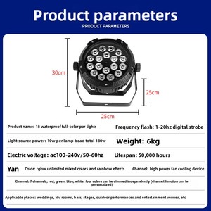 18 RGBW Full-Color <strong>4</strong>-in-1 Waterproof Aluminum <strong>LED</strong> <strong>Par</strong> Lights with DMX512 Control IP65 for Outdoor Stage &amp; Event Lighting - Product Image 5