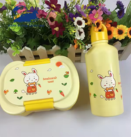 2024 School Kinderen Dubbele Waterflessen Lekvrije Plastic Magnetron Snack Sandwich Voedselcontainer Cartoon Draagbare Bento Lunchbox