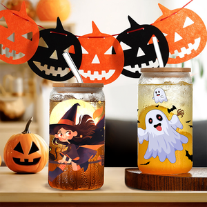 Vui 16oz Halloween ma ly thủy tinh dơi cà phê có thể Gothic ma quái bia thủy tinh Cookie Jar trang trí nội thất Quà Tặng uống chai nước - Product Image 5