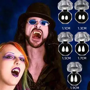 1 Pair Halloween Vampire Teeth Fangs Dentures Prop Party Costume DIY Cosplay Props Decor False Teeth Resin Fangs