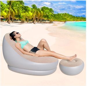Modern <b>Inflatable</b> Air <b>Sofa</b> Set With Footrest EVA Material Living Room Lounge Chair White Design - Product Image 5