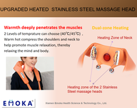 Masseur chauffant pour le cou et les épaules avec têtes de massage en acier inoxydable, double température, sans fil, rechargeable