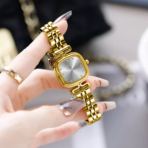 Elegante reloj de pulsera de cuarzo para mujer con correa de acero inoxidable, caja cuadrada de latón, puntero de cristal, estilo empresarial, estilos de moda - Product Image 3