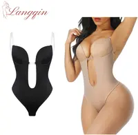 Langqin-body moldeador de cintura para vestido con correas invisibles, ropa interior con sujetador sin espalda