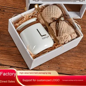 Bộ cốc nước gốm sứ thiết kế hiện đại đơn giản, có nắp, quà lưu niệm đám cưới, quà tặng hộp quà, quà tặng khai trương, vẻ ngoài đẹp mắt - Product Image 2