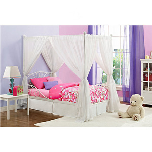 Công Chúa Thiết Kế Trẻ Em Hồng Twin Kích Thước Kim Loại Tán Giường Cho Cô Gái Trẻ Em 4 Poster Khung Giường Sắt - Product Image 1