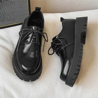 Chaussures habillées pour homme de style britannique à semelle épaisse, à lacets robustes, en cuir brillant, pour le bureau