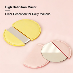 Mini Leather Purse <b>Mirror</b> with <b>Compact</b> Folding Structure and Clear Reflection for Travel and Everyday Makeup Needs - Product Image 2