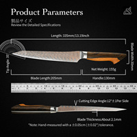 Couteau Yanagiba en cuivre Damas personnalisé KitchenBliss, couteau japonais professionnel Sakimaru pour désosser, couteau de chef pour trancher le sashimi