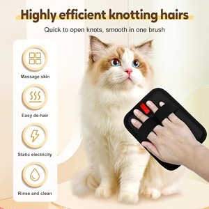 Gants anti-poils pour animaux de compagnie, à deux ou quatre doigts, portables, pour chat et chien, en tissu anti-statique - Product Image 2