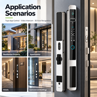 Application Tuya Smart, serrure entièrement automatique en aluminium/acier/bois, fonctionnement par carte-clé, reconnaissance faciale 3D, interphone vidéo, cloud