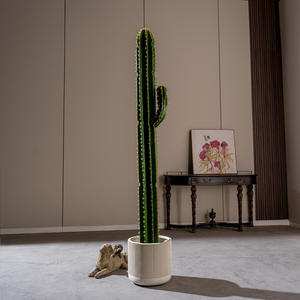 กระบองเพชรปลอมในกระถาง ตกแต่งห้องนั่งเล่น สไตล์ทรอปิคอล ทะเลทราย บอนไซ กระบองเพชรปลอมทรงกลมสำหรับตกแต่งภายใน - Product Image 3