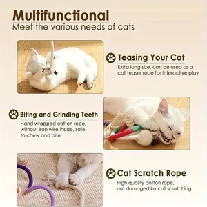 Modern <b>Cat</b> <b>Toys</b> <b>Interactive</b> Molar Cotton Rope Silvervine Teaser <b>Toy</b> 70cm Clean Mouth Kitten Play Pet Supplies Accessories - Product Image 2